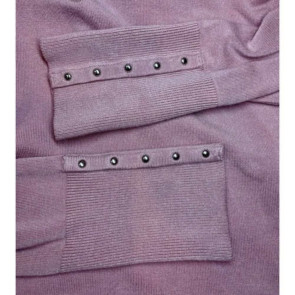 Mauve Knit Mock Neck Stud Cuff JM Collections Sweater Women’s S